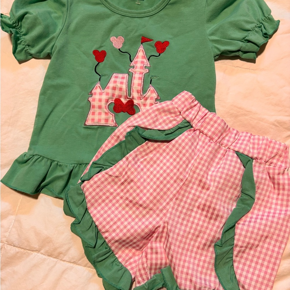 Green and Pink Castle Kids Pajamas